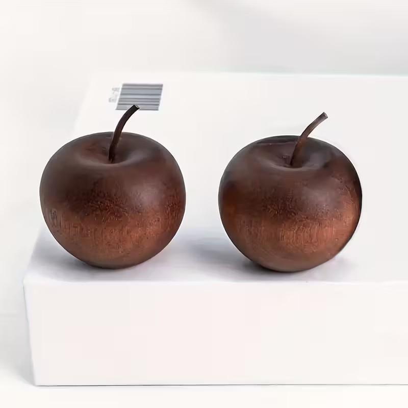 2 Natural Wooden Apple Scent Diffusers, Mini Essential Oil Air Freshener, Home and Car Use, Non-Decorative, Realistic Apple Design