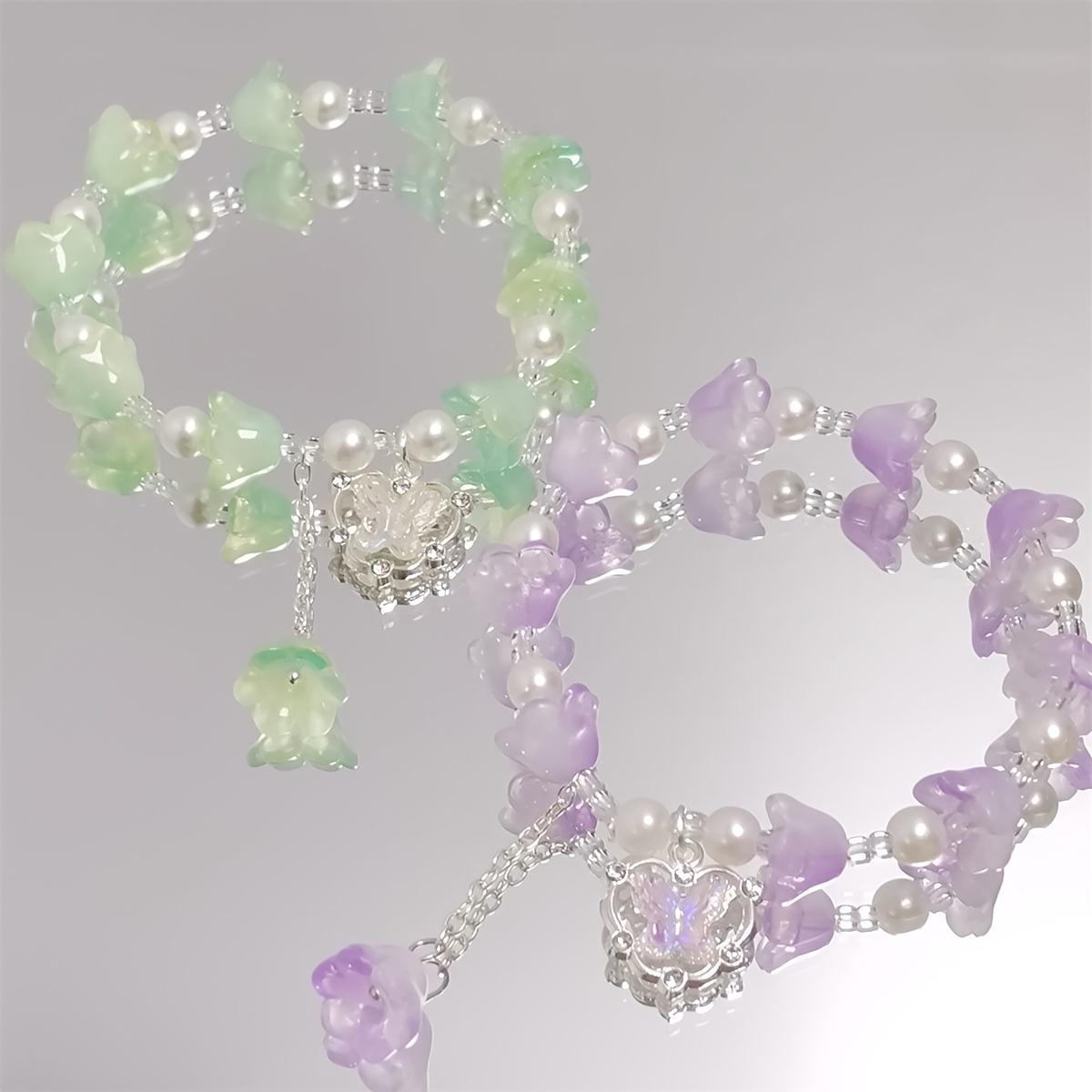 Girls' Rainbow Beaded Charm Bracelet Matching Set - 5/12/20Pcs Multicolor Butterfly, Flower, Heart & Star Charms, Adjustable Elastic Cord, Casual Wear Jewelry for Valentine's Day Gifts, Birthday Party Favors