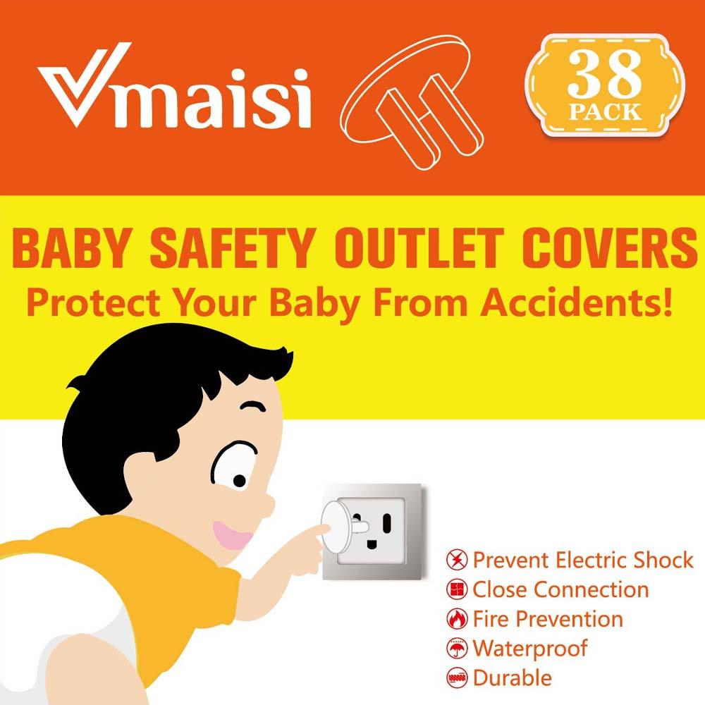 VMAISI Child Proof Outlet Covers - 38-Pack Baby Proofing Essential, Electrical Plug Protector for Toddler Safety, Easy Install, Wide Application for Home & Office VMAISI Child Proof Outlet Covers - 38-Pack Baby Proofing Essential, Electrical Plug Protector for Toddler Safety, Easy Install, Wide Application for Home & Office