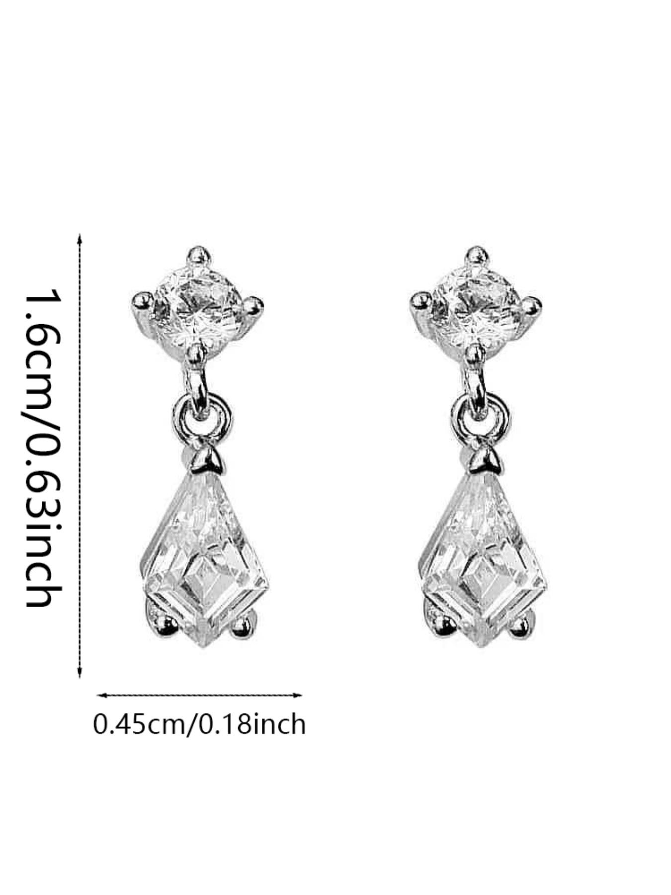 Adorable Waterdrop Zircon Earrings, Delicate Small Diamond Studs, Unique Non-Repeat Design, Silver Color, Perfect for Daily Wear