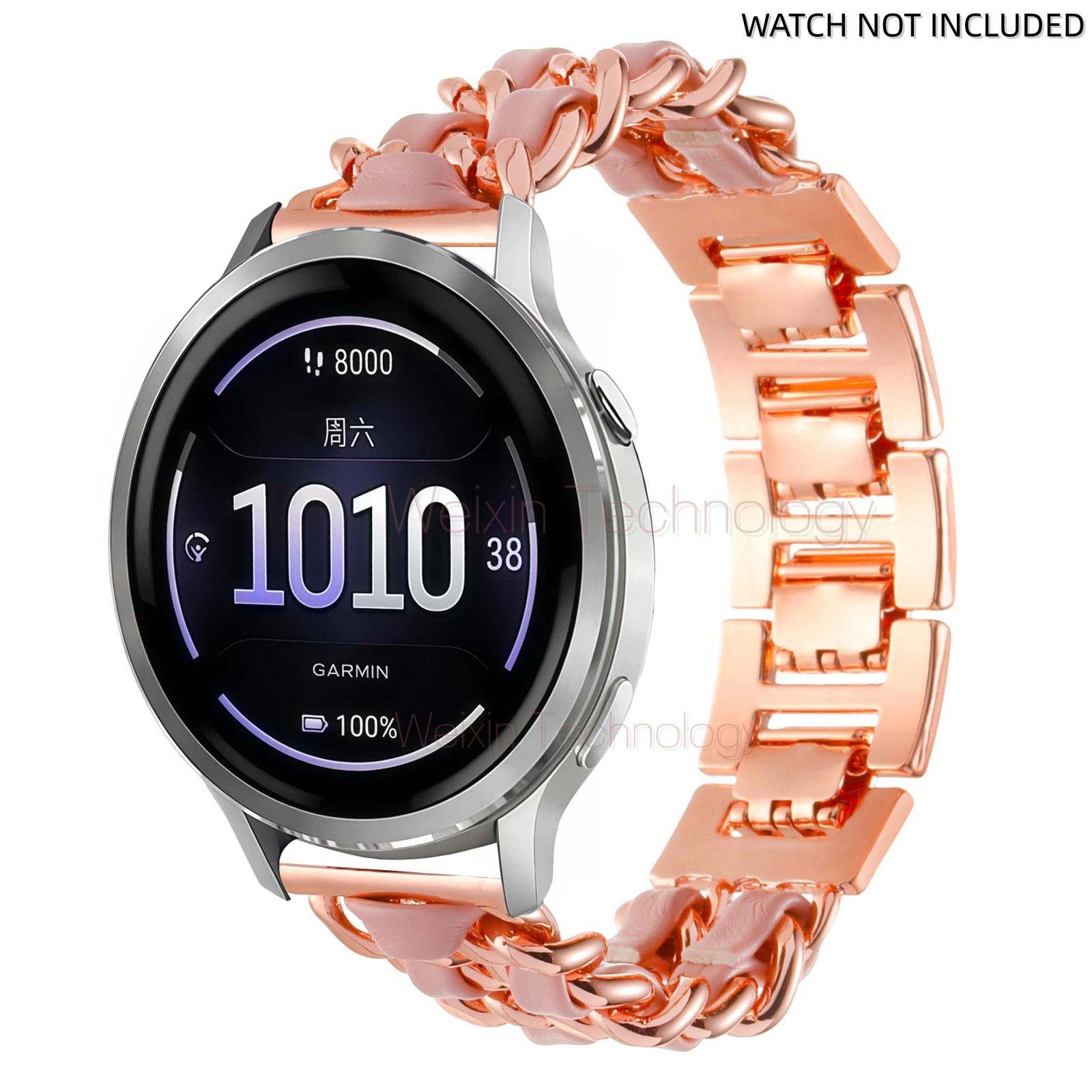 Suitable for Garmin Venu 3 strap 45mm/Venu 4 45mm/Venu2/Vivoactive 4, 22mm quick release steel metal strap replacement strap, suitable for Forerunner 570-47mm/265/255 women's Cuban strap