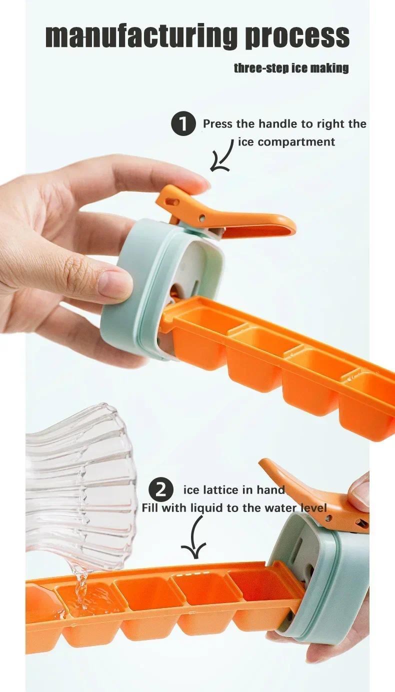 6 Grid Square Ice Cube Tray One Hand Press Silicone Ice Maker Mold Easy Release for Drinks Cocktails Home Kitchen