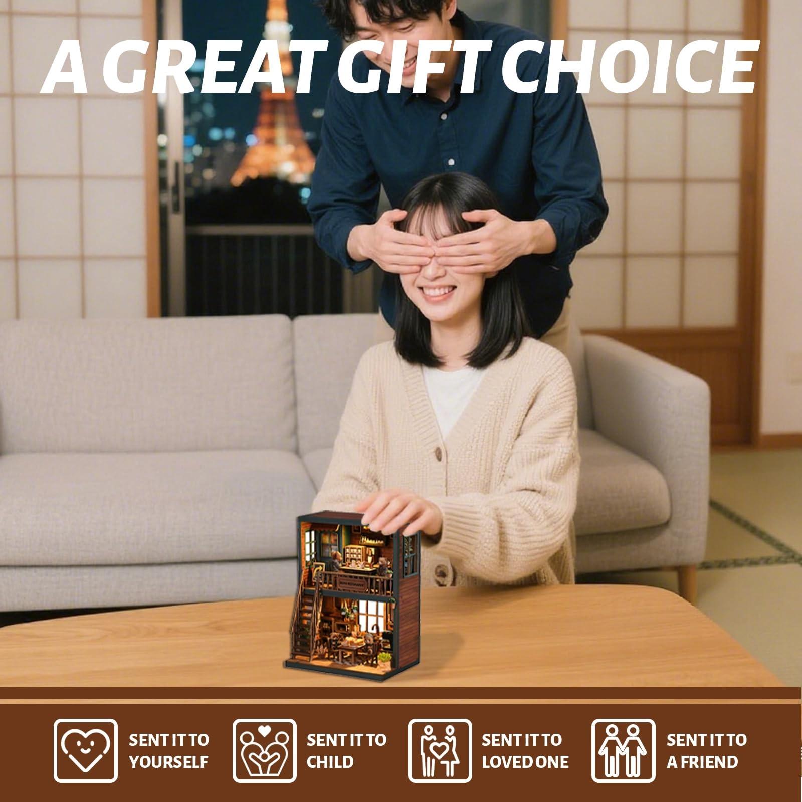 Handmade Miniature Bookend House, Creative Wooden 3D Book Stand for Desk Decor, Ideal Gift for Book Lovers & Writers, Home Decoration