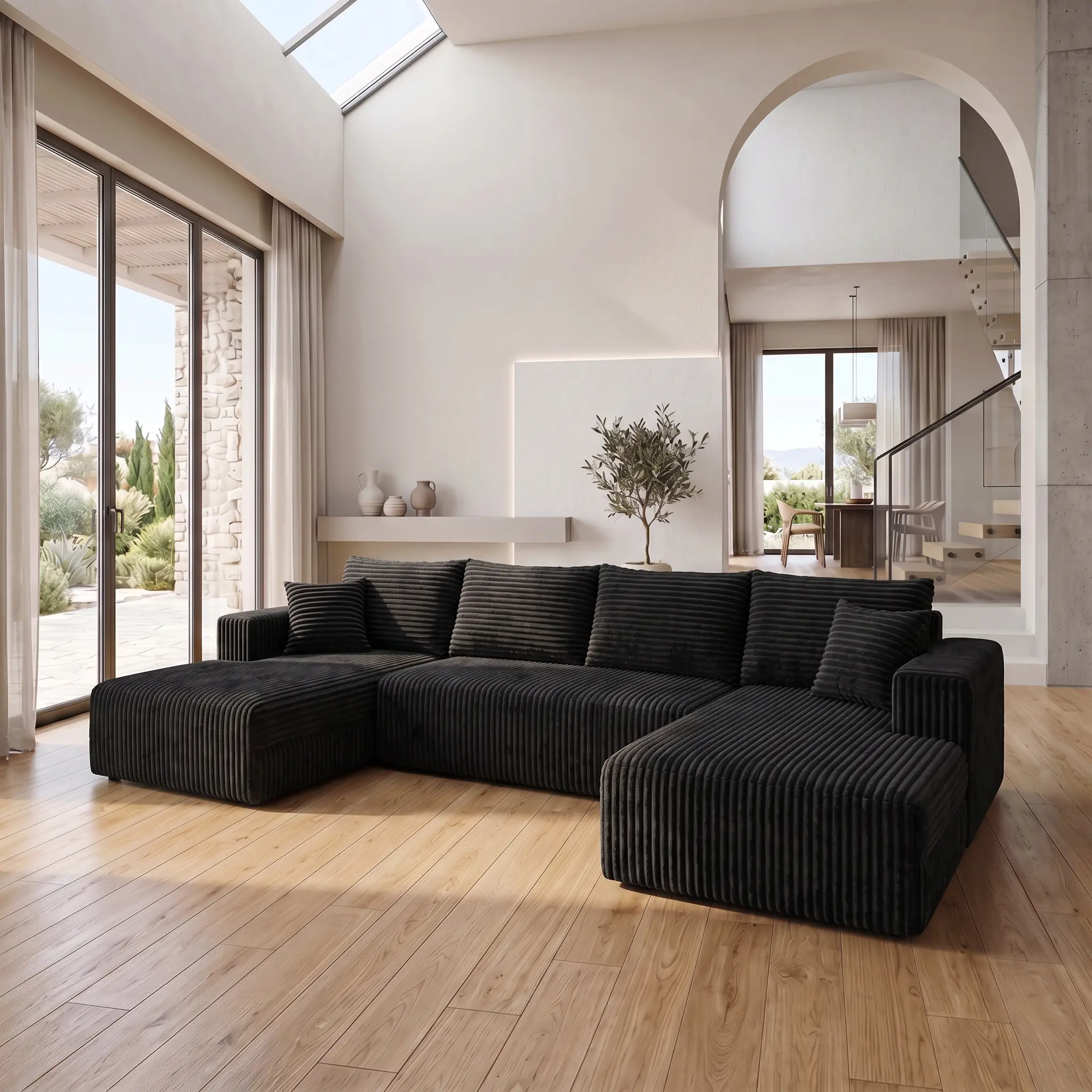 Oversized U-Shaped Modular Sofa | Corduroy Cloud L-Shaped Corner Sofa, Extra Deep Seat, Freely Spliced And Matched, Suitable for Living Rooms And Large Flat Apartments