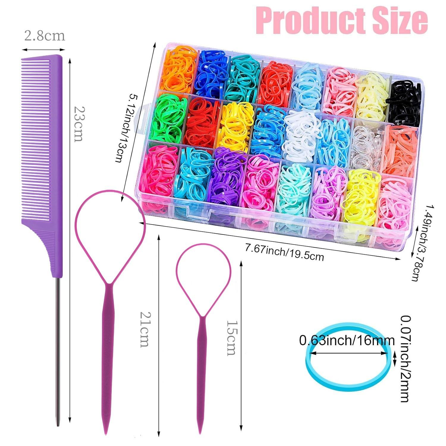 32-24 Color Mini Hair Bands and Hair Ties for Girls, Hair Accessories, Rubber Bands, Hair Styling Comb, Braiding Tool Set