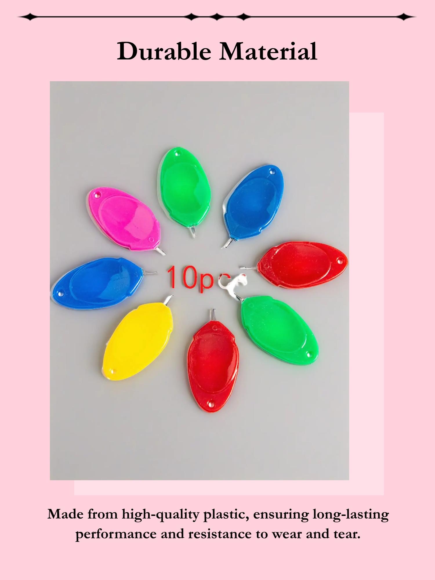 10pcs Thumb Colorful Thimble Needle Threader, Small Eye Thread Guide, Plastic Sewing Tool, Easy-To-Use Threader for Crafting