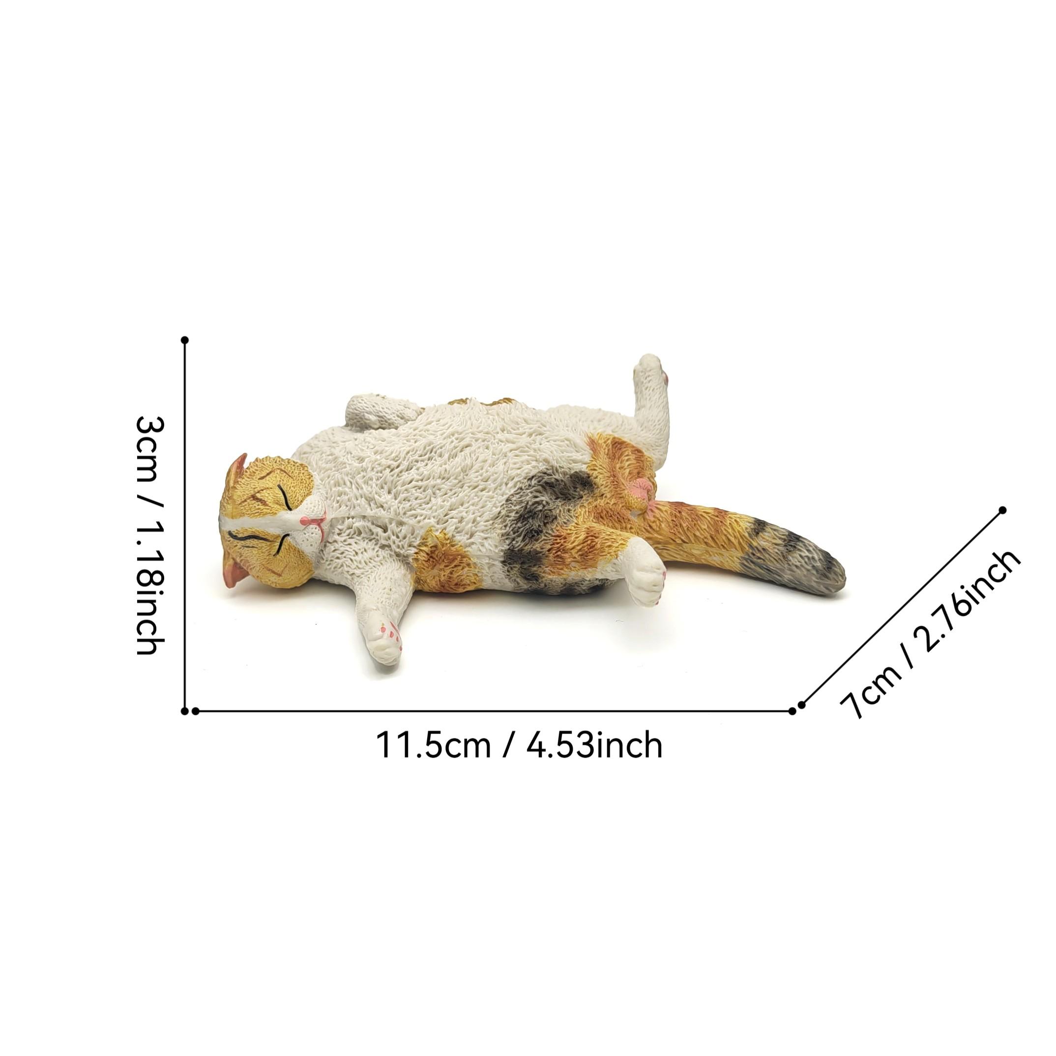 Simulated Cat Sleeping Pose Model, Sleep Position Cat Statue, Garden Decor, Office Placement, Desktop Decoration, Bonsai Ornament, Mini Animal Park Scene