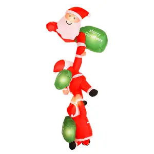 Electric Inflatable Light Up Christmas Santa Claus Decor with 6 Led Light 7.8Ft Giant Xmas Blow Up Decor Novelty Waterproof Outdoor Decoration with 4 Windproof Rope for Yard Front Door Porch Gar
