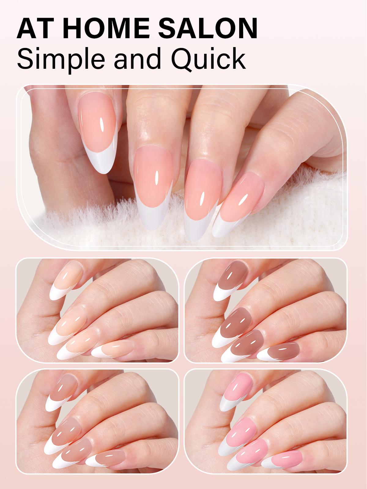 Aillsa Almond French Tip Press on Nails - 180pcs Classic Nude Brown Pink Full Cover Soft Gel Nail Tips Natural False Nails 15 sizes Easy to Wear Soak Off Acrylic presson Nails Extensions Comfortable Fit DIY Summer Nail Art at home dealsforyoudays