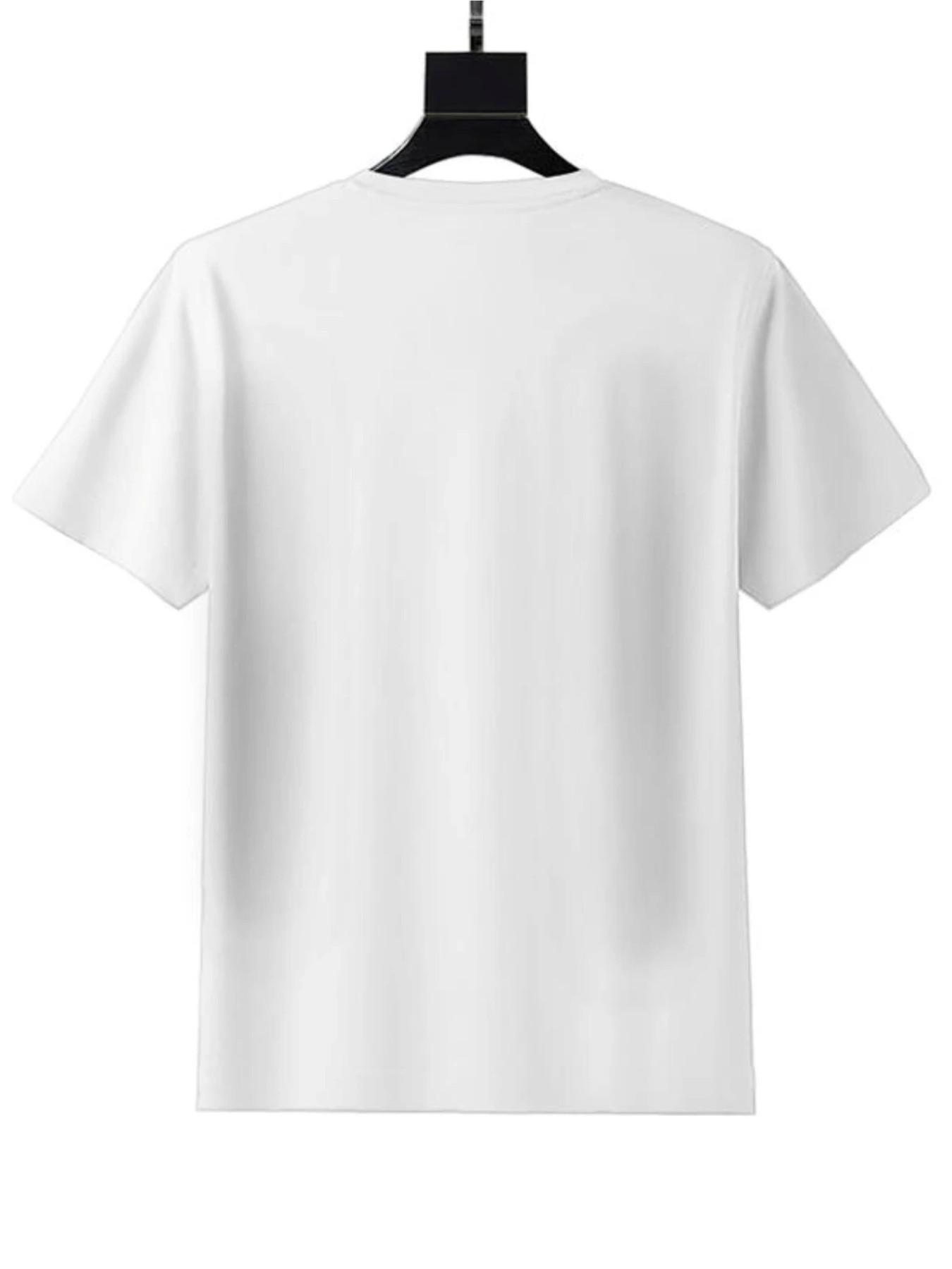 English Letter 3D Print Round Neck T-Shirt, Essential for Fashion Lovers, Cool Street Style, Simple and Versatile, Casual Slim Fit