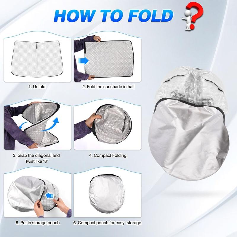 Canvcle Windshield Sun Shade for Ford Bronco 2021-2025 Foldable Sun Visor Protector Blocks 99% UV Rays Keeps Car Cooler Silver & Black 240T Reflective Fabric