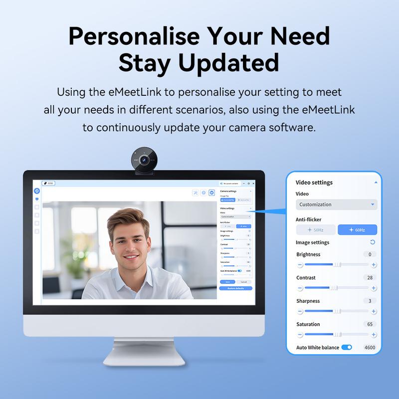 EMEET C950 4K Webcam for PC, USB Webcam with Microphone & Physical Privacy Cover, 70° FOV for Personal Use, Plug&Play Perfect for personal streaming Home Office Monitor Camera, TikTokShopBlackFriday