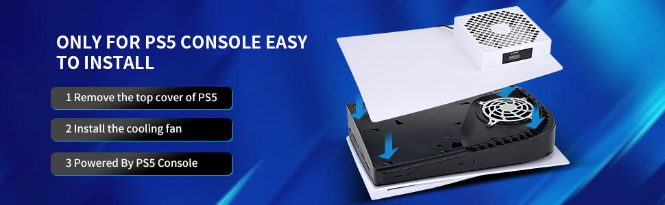G-STORY PS5 Cooling Fan, PS5 Fan Cooler System, Speed Automatically Adjusted by Temperature, Low Noise, RGB LED Accessories Console Cover Protection