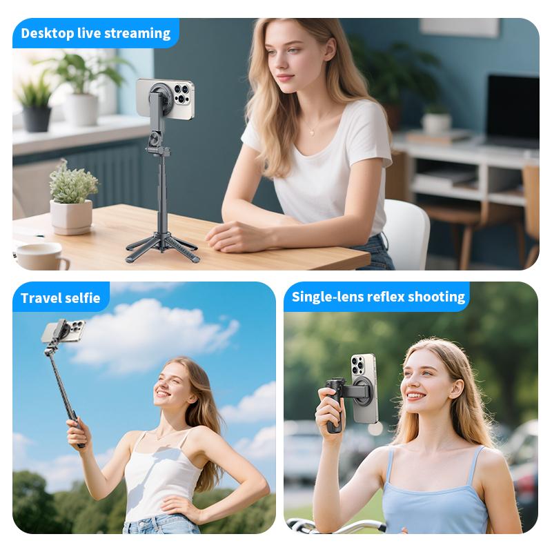 2026 New 3-in-1 Multifunctional Magnetic mini Selfie Stick, With 360° Rotation, Wireless Bluetooth Control Magnetic Phone Holder for Selfies Video Recording Vlogging Compatible with Most Phones - Stabilizer Camera 2026 New 3-in-1 Multifunctional Magnetic mini Selfie Stick, With 360° Rotation, Wireless Bluetooth Control Magnetic Phone Holder for Selfies Video Recording Vlogging Compatible with Most Phones - Stabilizer Camera