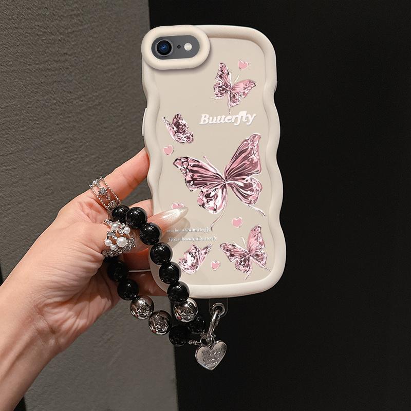 1 Piece Durable 16E Flexible Fantasy Butterfly Case Cover For iPhone 16E Featuring Shockproof Protection And Bracelet In Casual Decoration Accessories