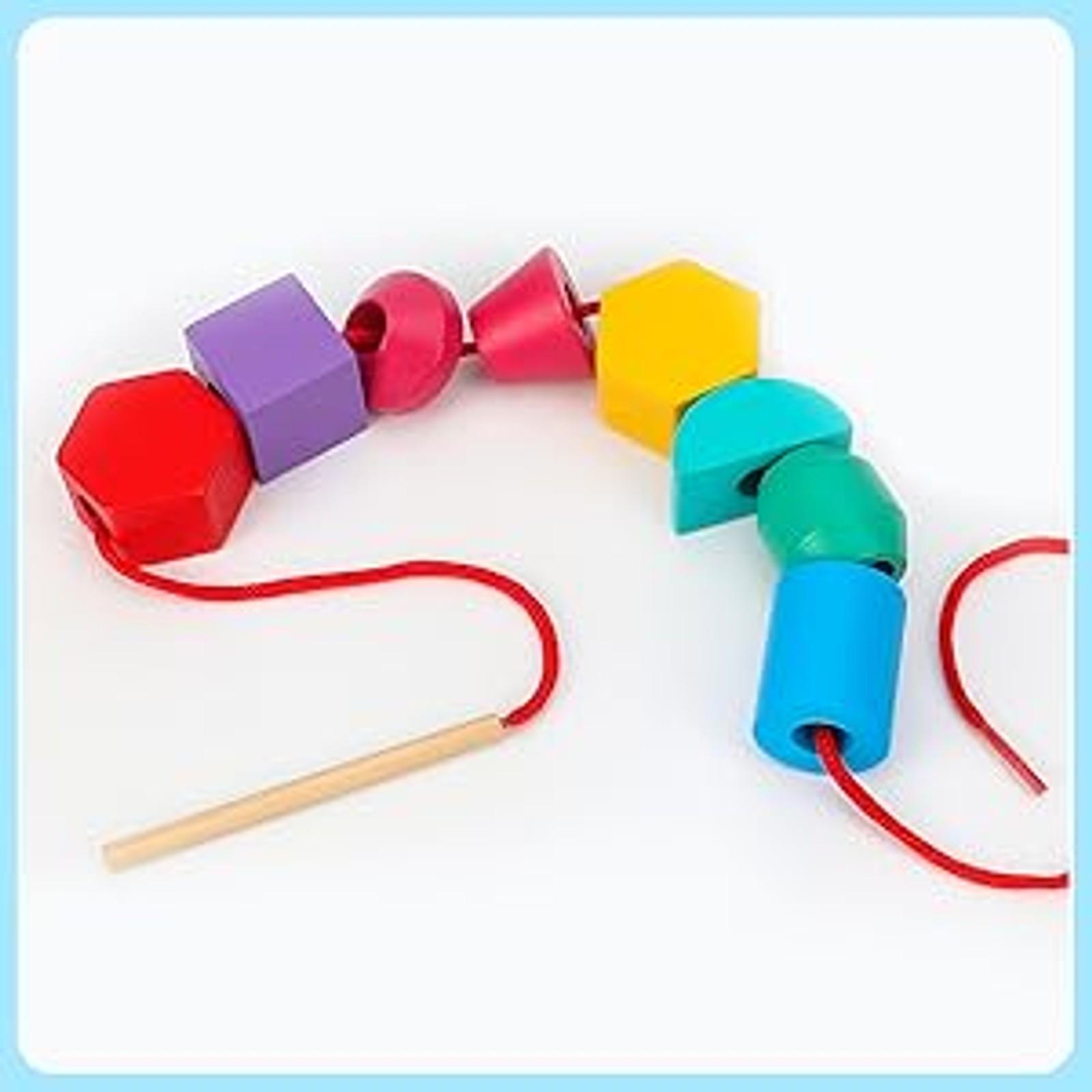 Montessori Wooden Beads Sequencing Toy Set, Stacking Blocks, Lacing Beads, Matching Shape Stacker for 2-5 Year Old STEM Preschool Learning Toys Gifts for Kids Boy Girl Toddlerfidget toys