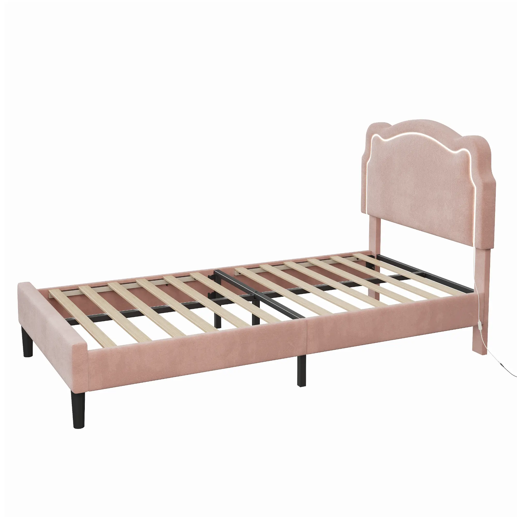 Pink velvet 1-TWIN Without drawer