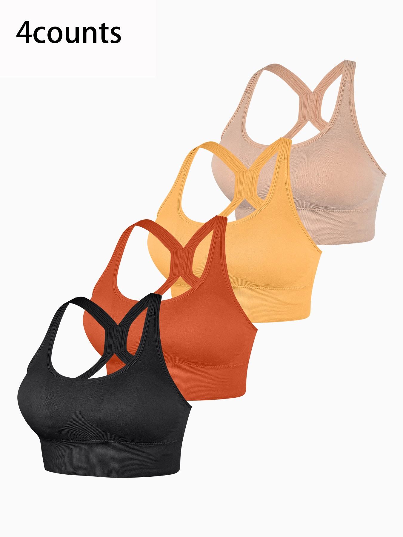 Women's Solid Wireless Bralette, Strappy Workout Bra, Comfortable Breathable Backless Yoga Bra for Sports and Daily Wear, Medium Support Lingerie for All Seasons