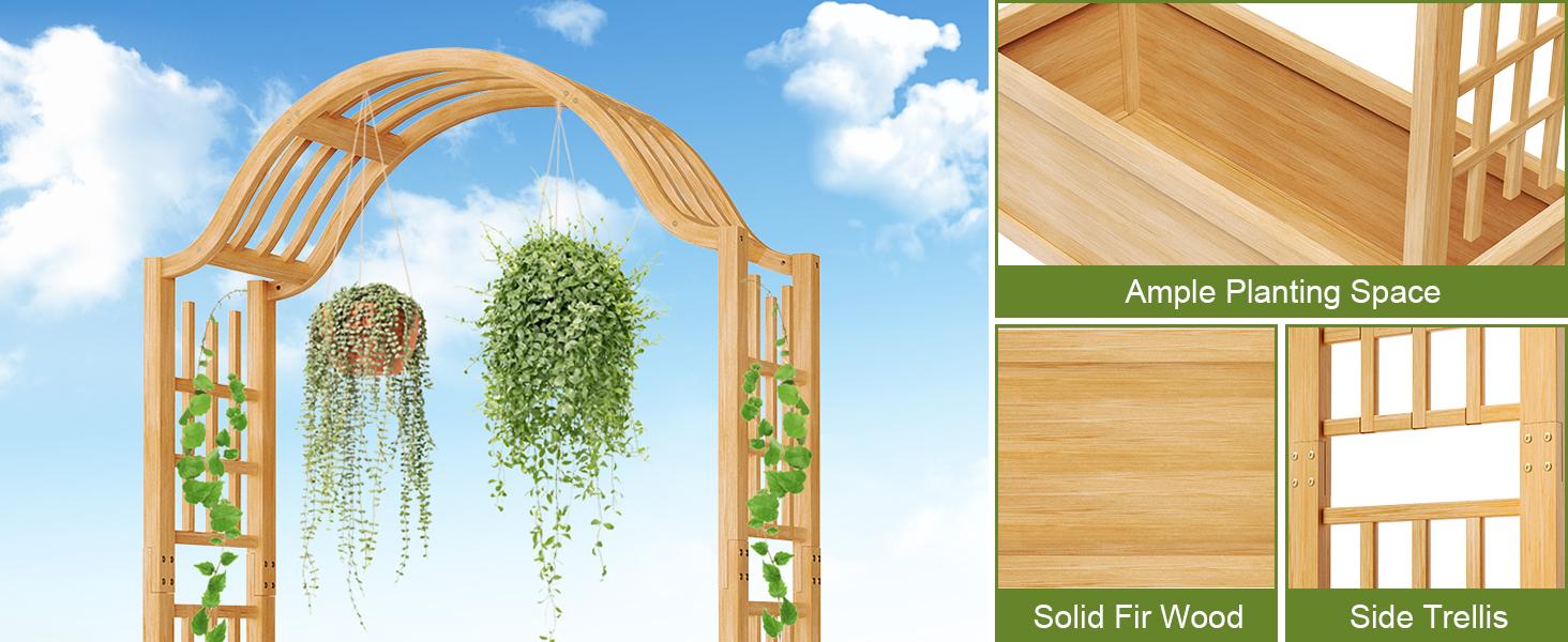 Lilypelle 63" Raised Garden Bed, Wooden Planter Box w/Hanging Roof & Drainage Holes, Indoor Outdoor Elevated Planter for Vine, Climbing Plants, Flower Lilypelle 63" Raised Garden Bed, Wooden Planter Box w/Hanging Roof & Drainage Holes, Indoor Outdoor Elevated Planter for Vine, Climbing Plants, Flower