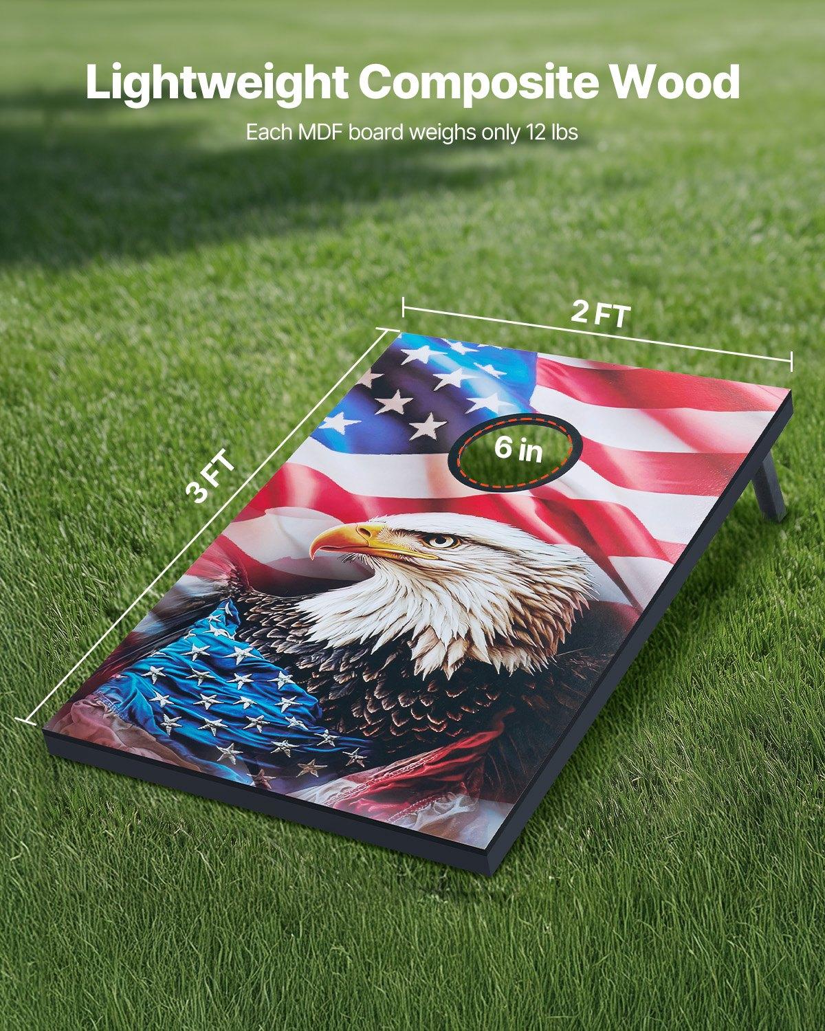VEVOR Cornhole Set, 3x2 ft Corn Hole Game Boards, MDF Wood Portable Toss Board, Indoor and Outdoor Cornhole Play for Adults, Include 8 Bean Bags and Carrying Case, for Yard, Backyard, Beach, Camping