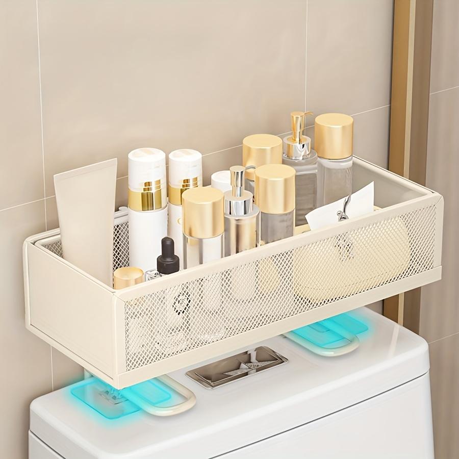 Wrought Iron Bathroom Shelf - Fine Mesh Shower Caddy - Toilet Top Paper Storage Rack - Portable Shower Shelf - Bathroom Accessories - Suitable for Toiletries & Cosmetics Storage and Organization - Washroom Accessories - Home Decor, Shelves