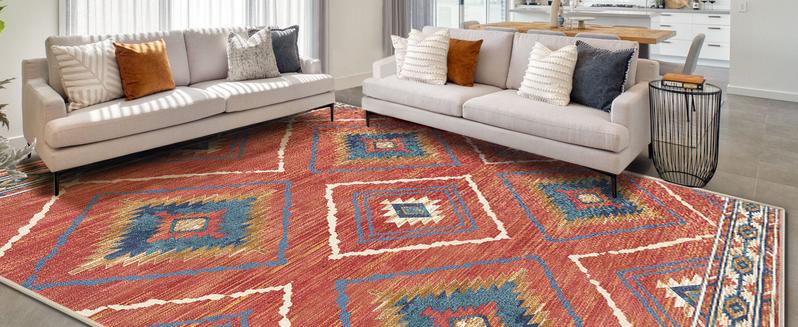 BESTSWEETIE Washable Rugs for Living Room, Area Rugs, Carpet, Soft Faux Wool Vintage Moroccan Runner Rug for Bedroom Non Slip Tpr Backing Low Pile, Distressed Aztec Rug