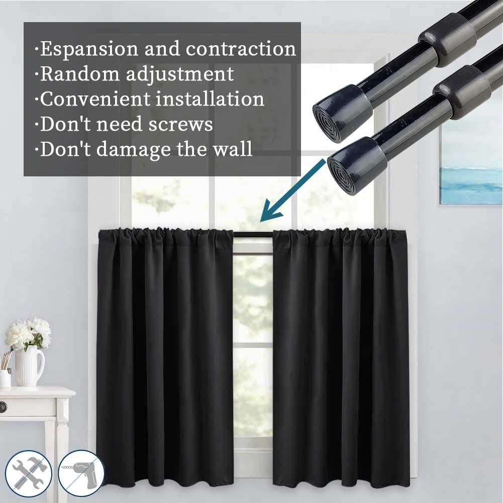 2-Count Carbon Steel Spring Tension Curtain Rod, 28-43 In Adjustable Modern Rod for Kitchen/Bath Windows, Expandable