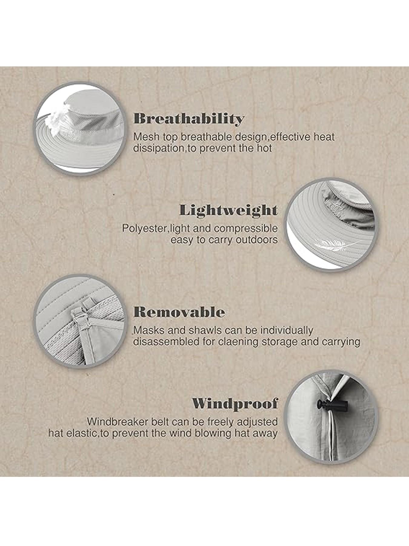 Outdoor UV Sun Protection Wide Brim Fishing Cap with Removable Flap