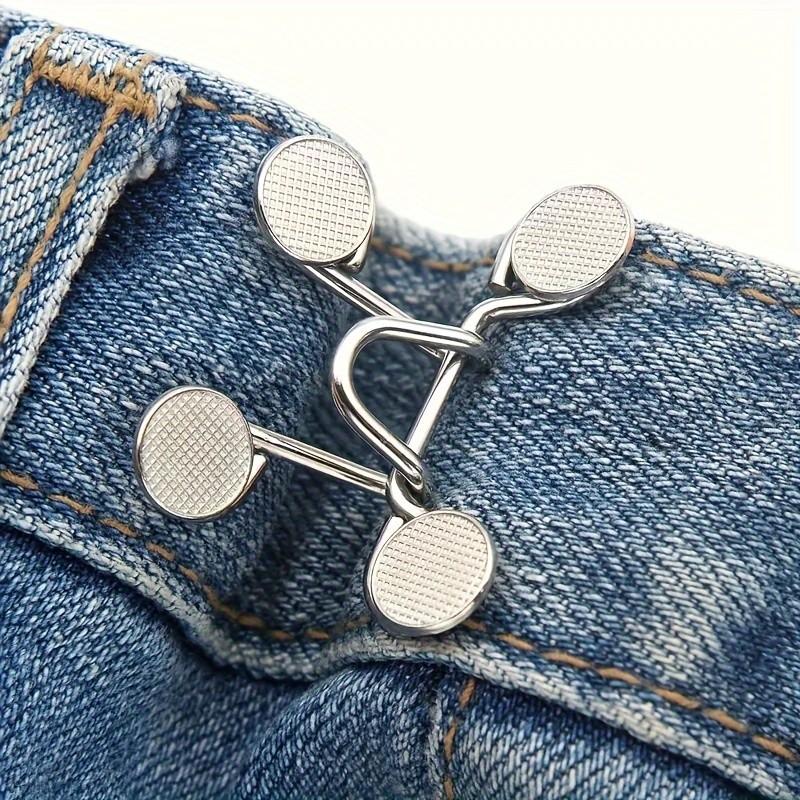 2-Pack Seamless Adjustable Jeans Buttons, Reusable Invisible Belt Tightener, Durable Metal, /, for Pants and Clothes
