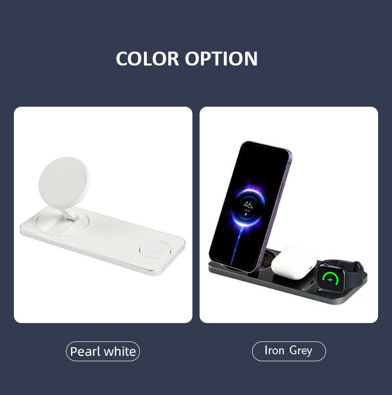 3 in 1 Wireless Charger Dock Station Foldable Max 15W Fast Charging with Magsafe Wireless Charger for iPhone12/13/14/15/16 Series for AirPods iWatch Series Wireless Charger