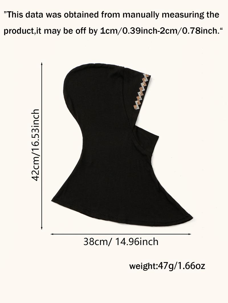 Women's Plain Rhinestone Hijab Cap, Modest Hijab, Lazy Headscarf Wrap, Soft Windproof, Ideal for Daily Prayer and Outdoor Use