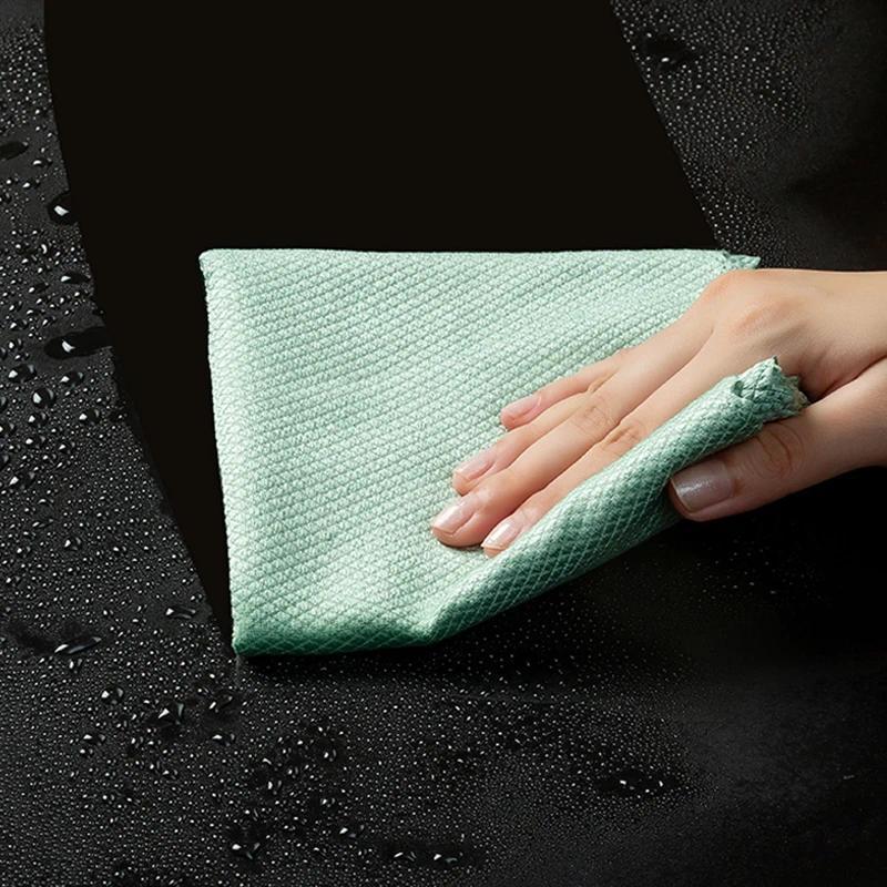 1-10pcs Microfiber Glass Cleaning Cloth Rag Lint-Free For Windows Car Kitchen Mirror No Trace Reusable Fish Scale Rag Polishing
