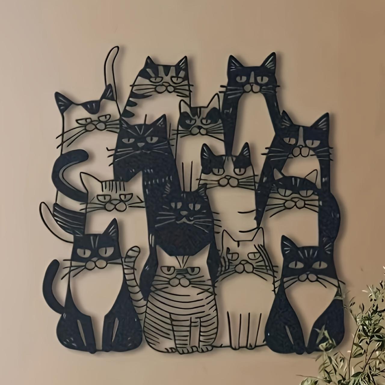 Cat Shaped Metal Wall Decor, Fun Cartoon Animal Sign, Home & Kids Room Decoration, Christmas Holiday Atmosphere, Unique Gift Idea, Vintage Wall Art, Animal Design, Western Wall Art