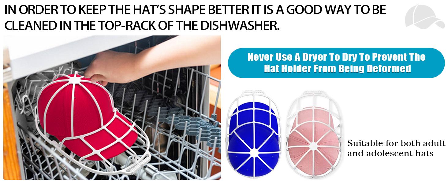 Polypropylene Hat Washer Cage with Adjustable Shaper, 1 Pack White Free Gift Mesh Bag, Laundry Accessory Zipper Organizer for Adult Caps, Hat Cleaning Protection in Washer/Dishwasher, Christmas Gift Option