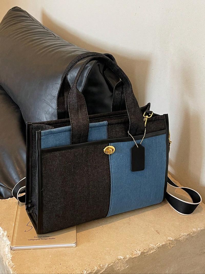 Women's Denim Tote Bag, Casual Versatile Shoulder Bag for Daily Used, Trendy All-match Ladies Purse Bag for Teen Girl Women College Student, for Students and Outdoor, Tote Bag for Women, Handbag Shoulder Bag