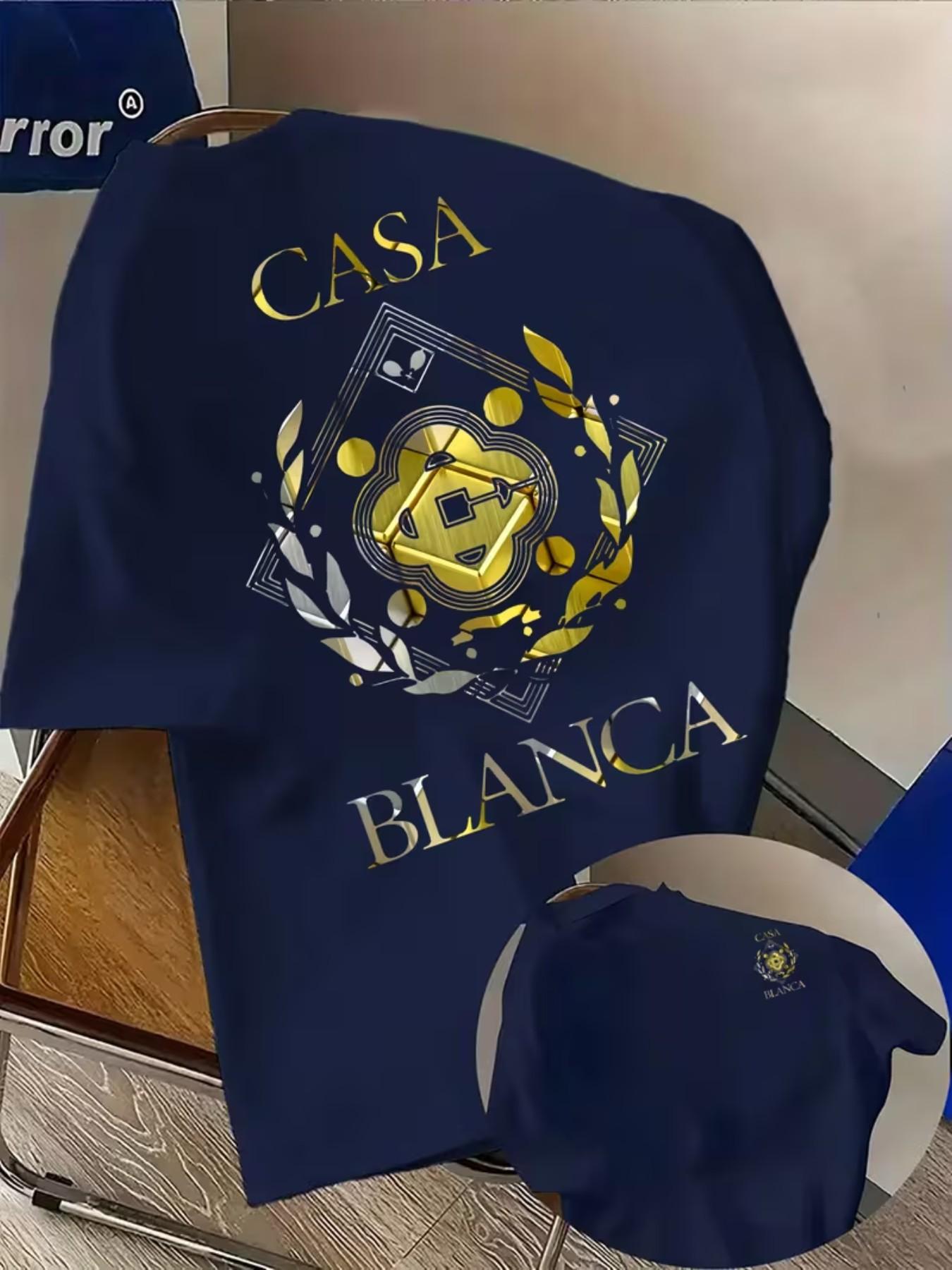 Men's Fashion T-Shirt Casablanca Print, Breathable Sweat-Wicking, Gym Travel Casual, Lightweight Summer Shirt, All-Season Daily Wear