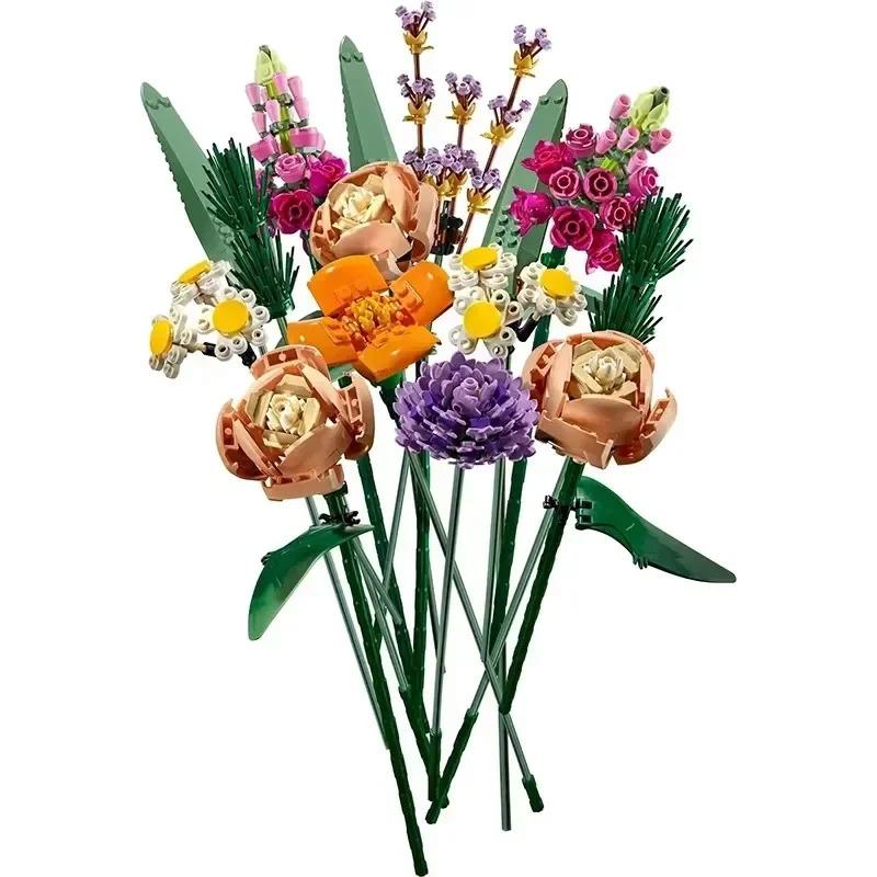756 pieces of 10280 romantic flower bouquet decorative building blocks, suitable for girlfriends' birthdays, Christmas parties gifts