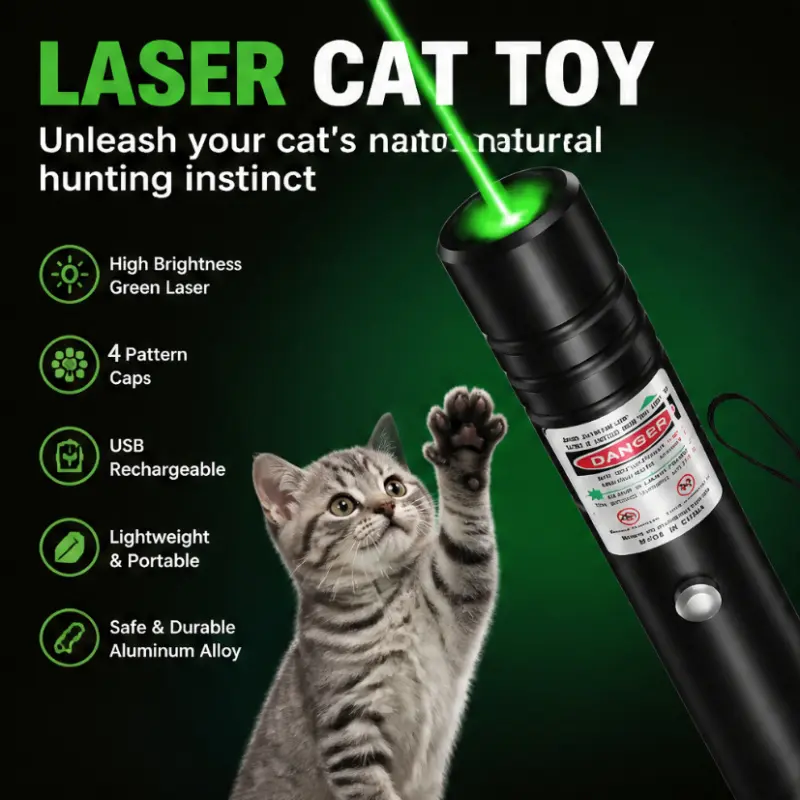 Rechargeable green laser pointer/Handheld Laser Pen/line light flashlight/Laser Beam Light, suitable for flashlight demonstrations, laser pointer cat toys, pet enthusiasts