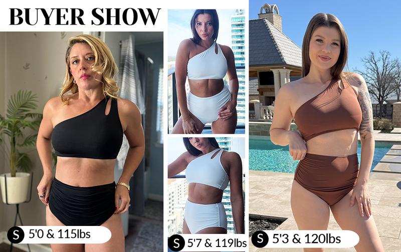 Yonique Women High Waisted Bikini - One Shoulder Bathing Suit Tummy Control Two Piece Swimsuit 2025