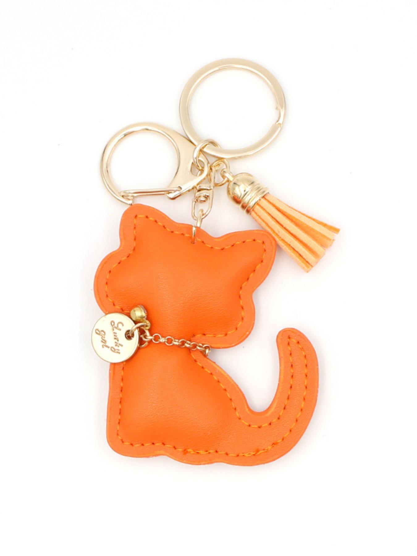 Elegant Cat Shaped Keychain PU Leather Bag Charm, Cute Kitten Decoration, Perfect Gift for Women and Girls, Birthday, Special Occasions