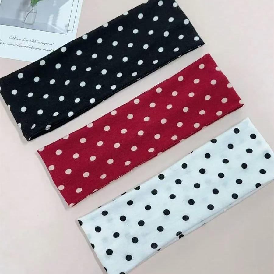 Elegant Polka Dot Print Elastic Hair Bands, Suitable for Daily Wear, Fitness, Running, Yoga, Sweatproof Anti-Slip, Bohemian Style Headscarf, Headbands Women