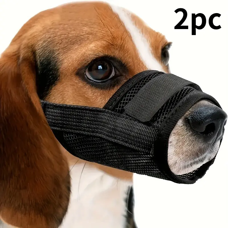 Black dog muzzle - prevents biting and barking, allows drinking water, prevents random eating. Mask for pets to stop barking. Golden retriever and terrier dog muzzles for small and medium-sized dogs.
