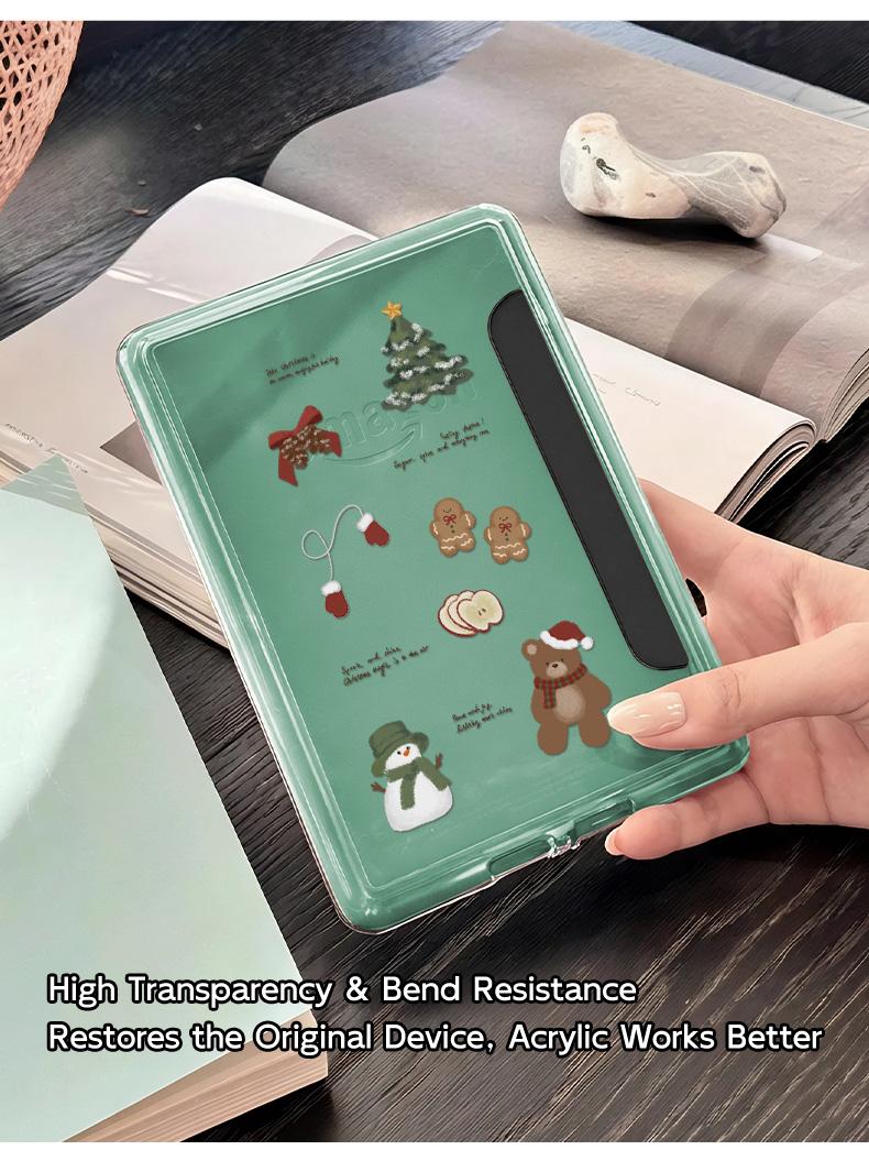 Magnetic Detachable Case for Kindle 11th Paperwhite 1-6, Clear Acrylic Back, Warm Winter Vibe, Auto Wake Sleep Function, Kindle Cover