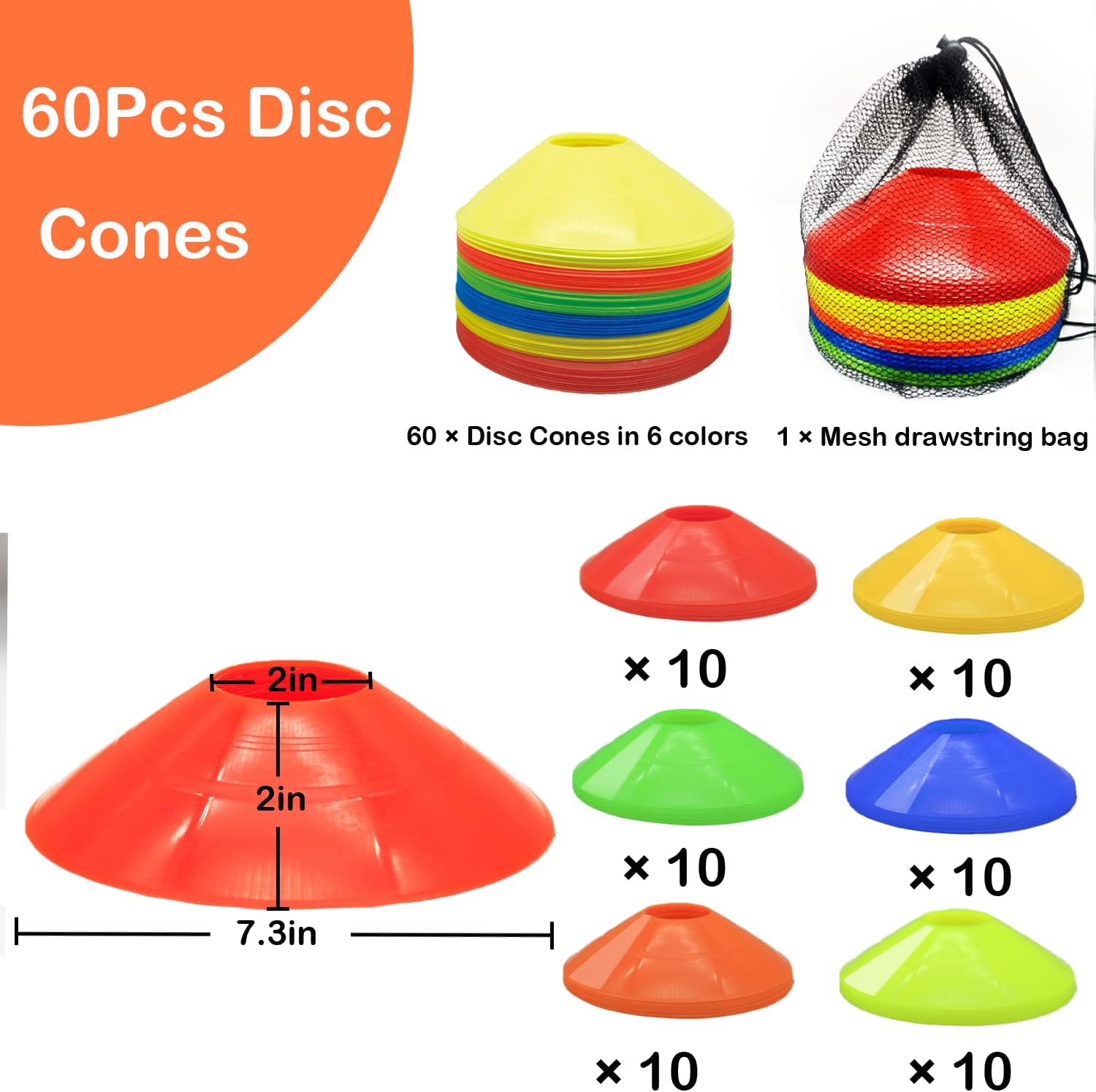Soccer Cones Set, 84Pcs 9" Cones Sports + Disc Cones, Cones for Sports with Carry Bag, Training Cones, Soccer Cones for Training, Plastic Soccer Cones for Drills