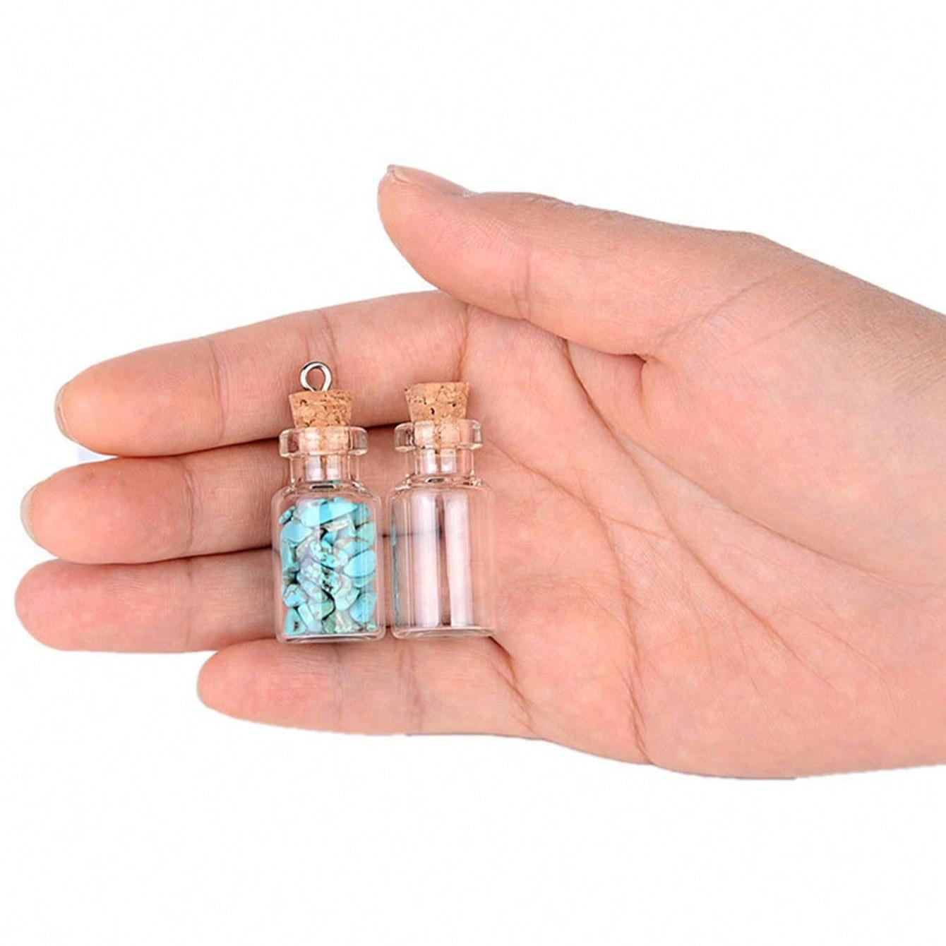 10 Mini Glass Bottles with Lids for DIY Decoration, Small Wish Jars for Messages, Perfect for Crafts and Gifts