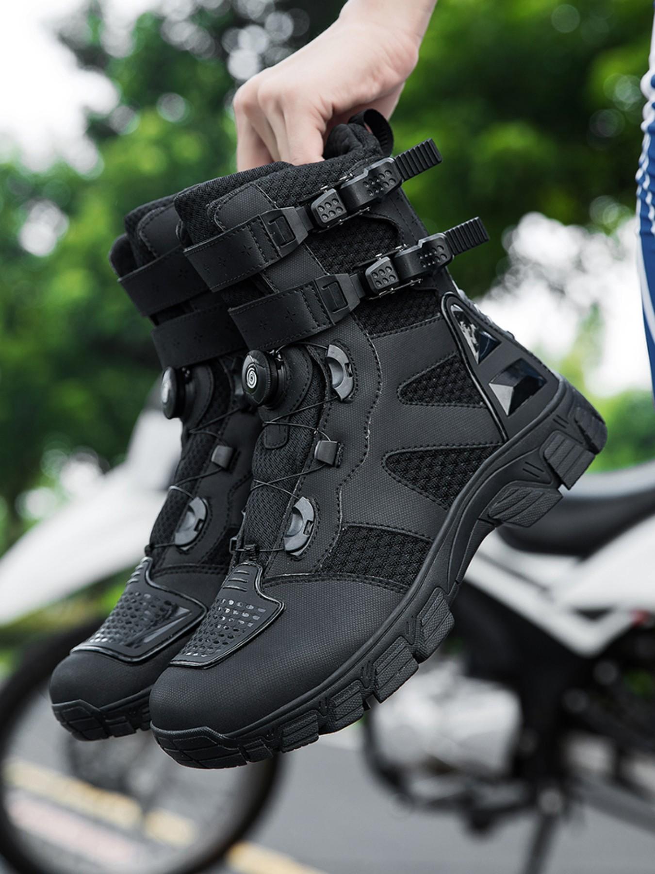 Men's Motorcycle Riding Shoes Waterproof Motocross Boots Anti-Slip Racing Shoes, Durable Motorbike Footwear for Safe Travel