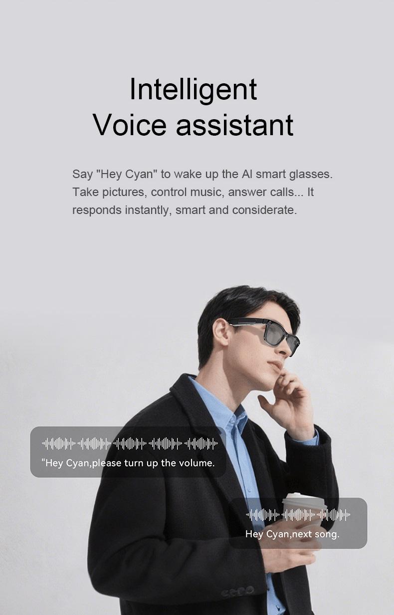 Smart Bluetooth Glasses with HD Camera, 1080p Video Recording Wearable Smart Glasses, Anti-shake Shooting Outdoor Sports Camera Sunglasses, Multifunctional Wireless Audio Glasses with Intelligent Voice Assistant, Built-in Earphone Anti-blue Light Eyeglass