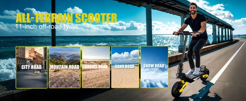 EOEOTWO electric scooter for adults, 25/40 miles long distance, maximum speed of 28 MPH, 1200W electric scooter foldable, 11-inch off-road tires, turn signal lights, double suspension and double brakes