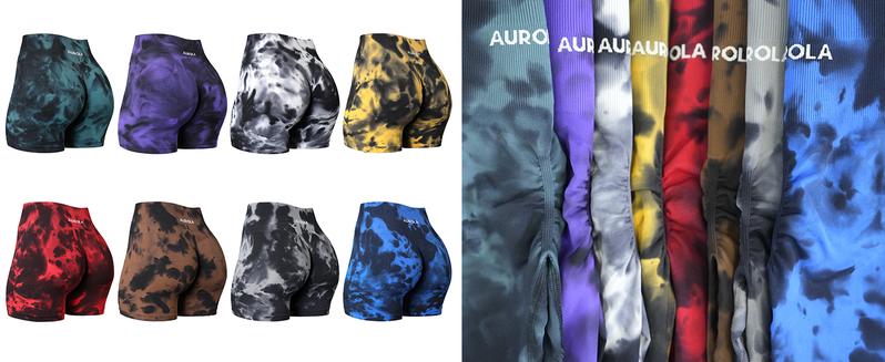 AUROLA Dream Tie Dye Workout Shorts for Women,Seamless Soft Smooth Gym Yoga Scrunch Active Shorts