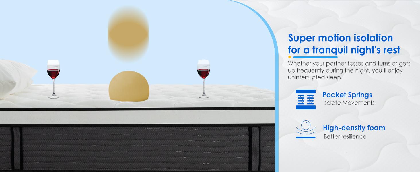 QueenRose Hybrid Mattress in a Box 10/12/14 Inch Individual Pocket Coils Memory Foam Queen/King Bed Firm Support Relieve Back Pain Easy Setup Outdoorfun Sleep Well, Excellent gift for Christmas and New Year